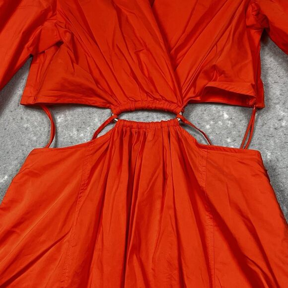 Jonathan Simkhai Dress Womens Small Orange Collared Cutout Waist Mini Dress $365 - Picture 6 of 15